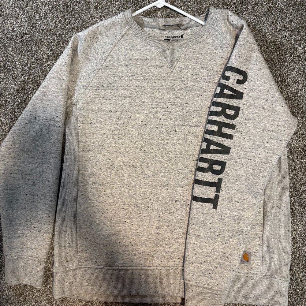 Women's Heather Gray Carhartt Crew Neck Sweatshirt XL